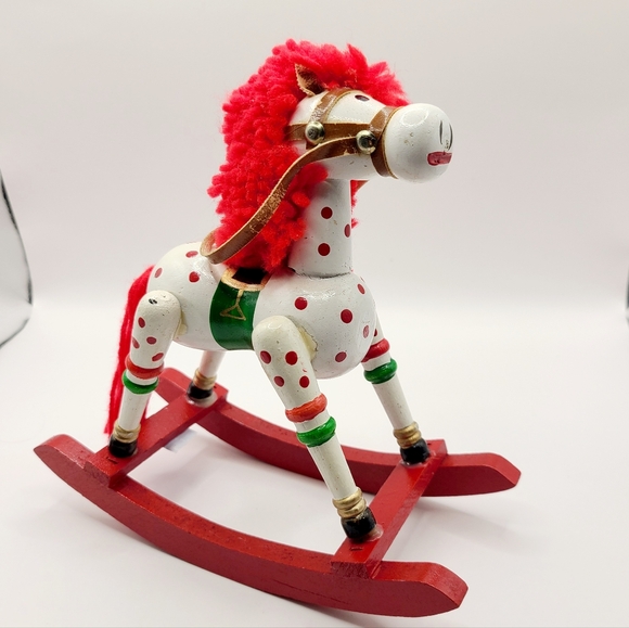 Vintage Wooden Rocking Horse Christmas Decor 7" - Picture 1 of 4